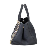 Prada Studded Canapa Tote Side