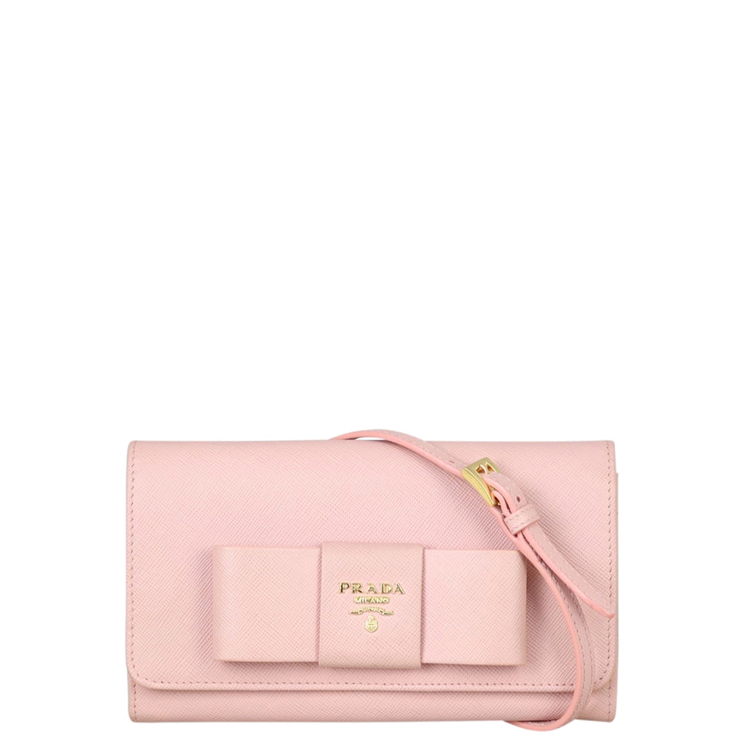 Prada Saffiano Lux Bow Wallet on Strap Front