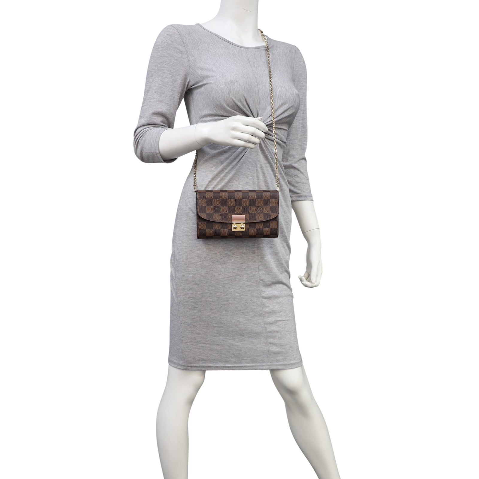 Louis Vuitton Croisette Wallet on Chain Damier Ebene Mannequin