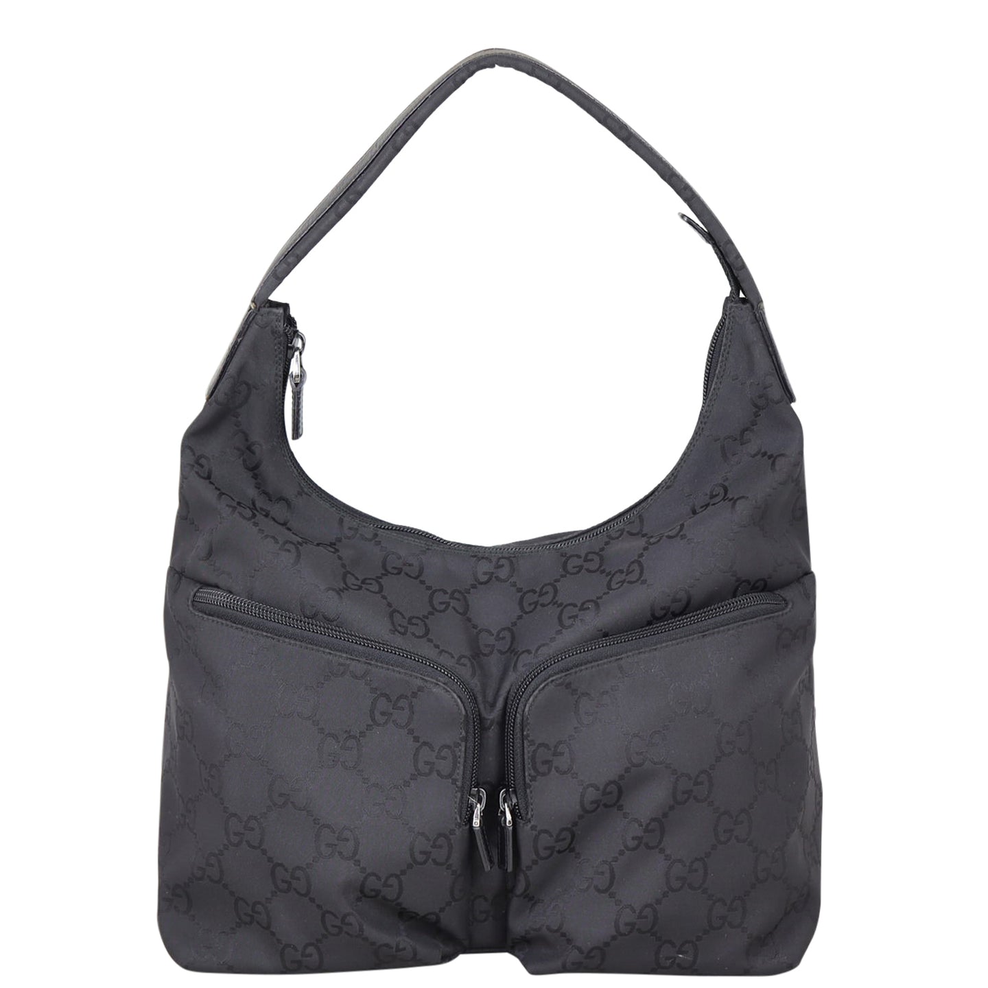 Gucci GG Nylon Zip Hobo Front