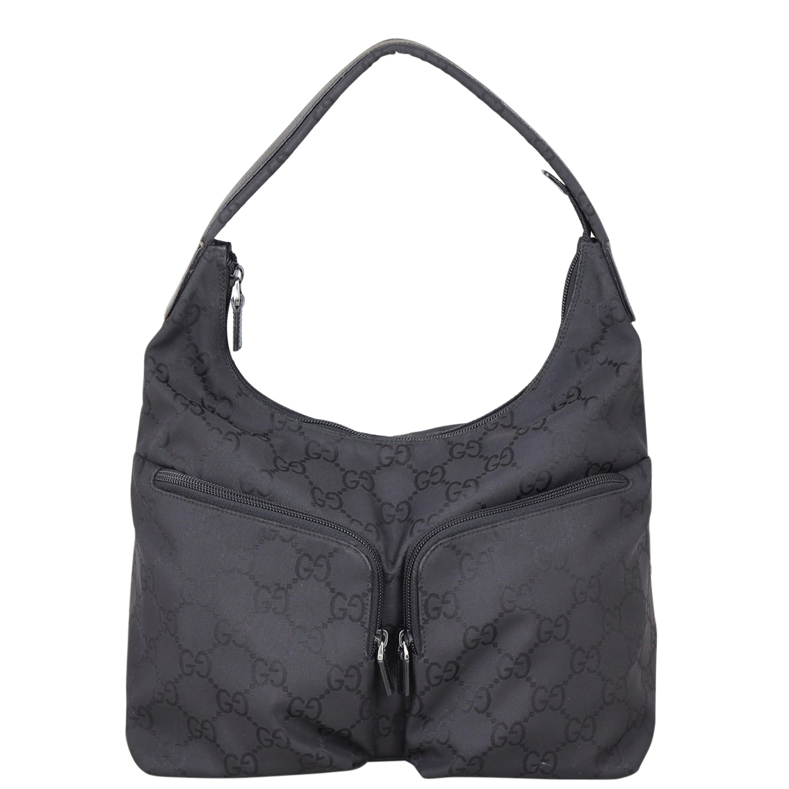 Gucci GG Nylon Zip Hobo Front