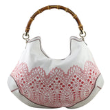 Gucci Embroidered Canvas Peggy Bamboo Hobo Front