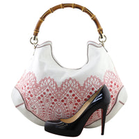 Gucci Embroidered Canvas Peggy Bamboo Hobo Shoe
