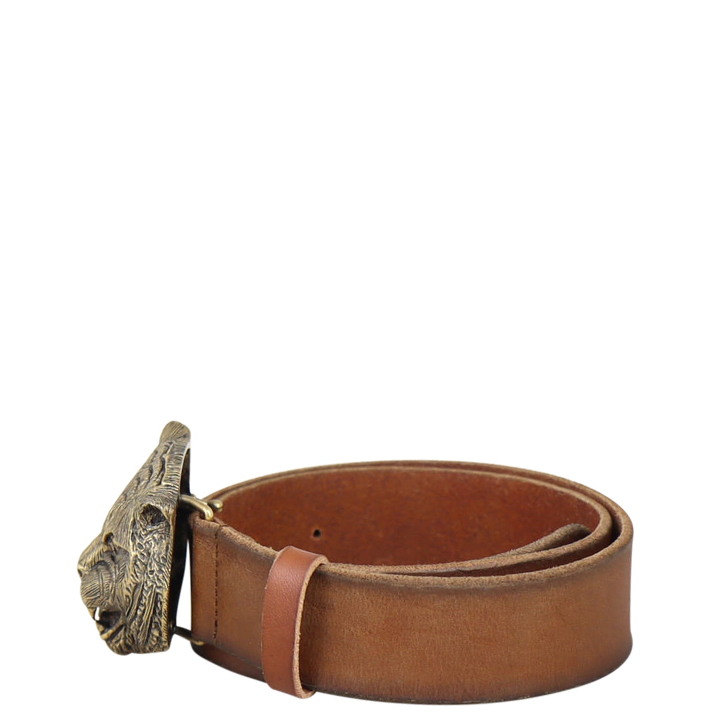 Gucci Leather Belt with Feline Head Side