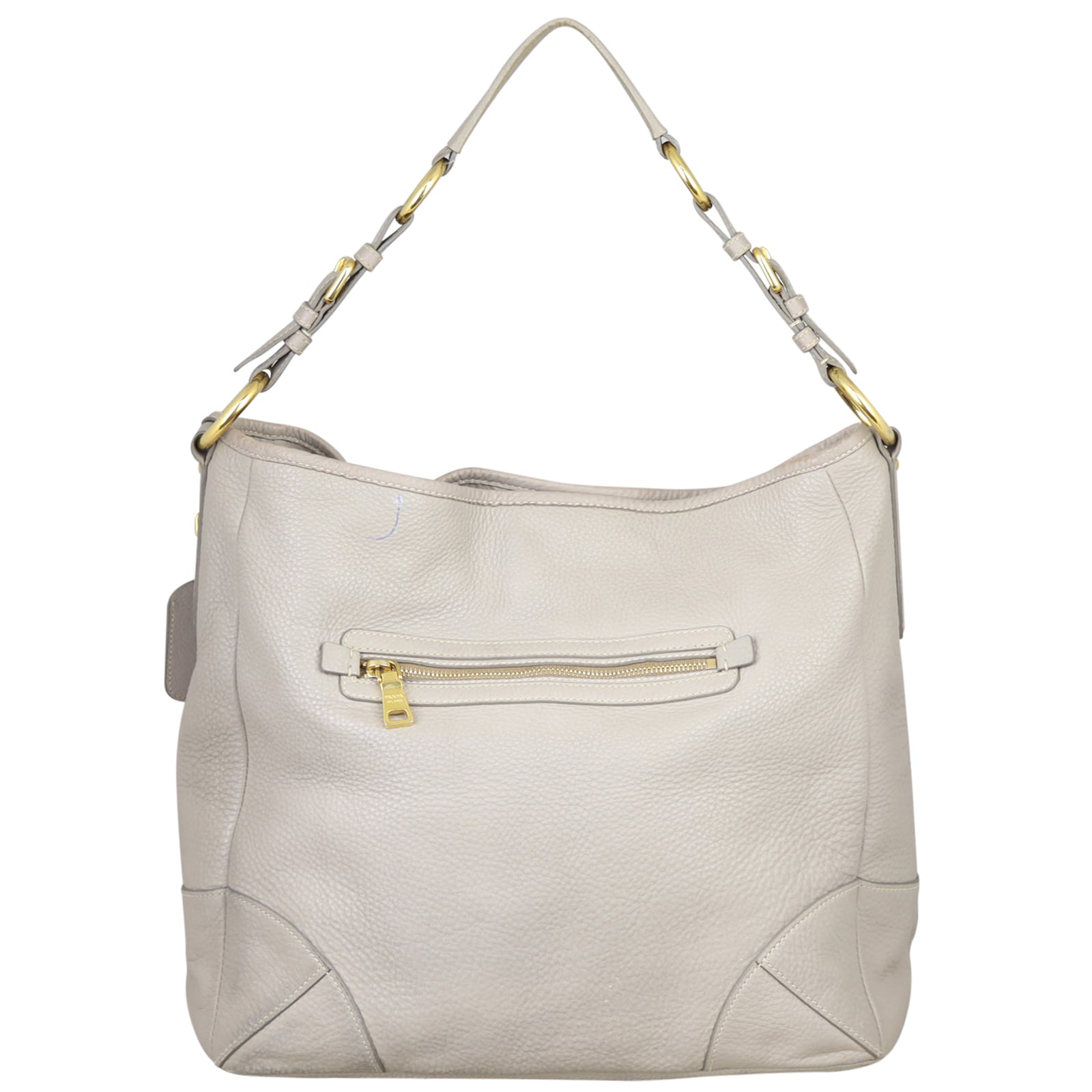 Prada Vitello Daino Front Zip Hobo Back