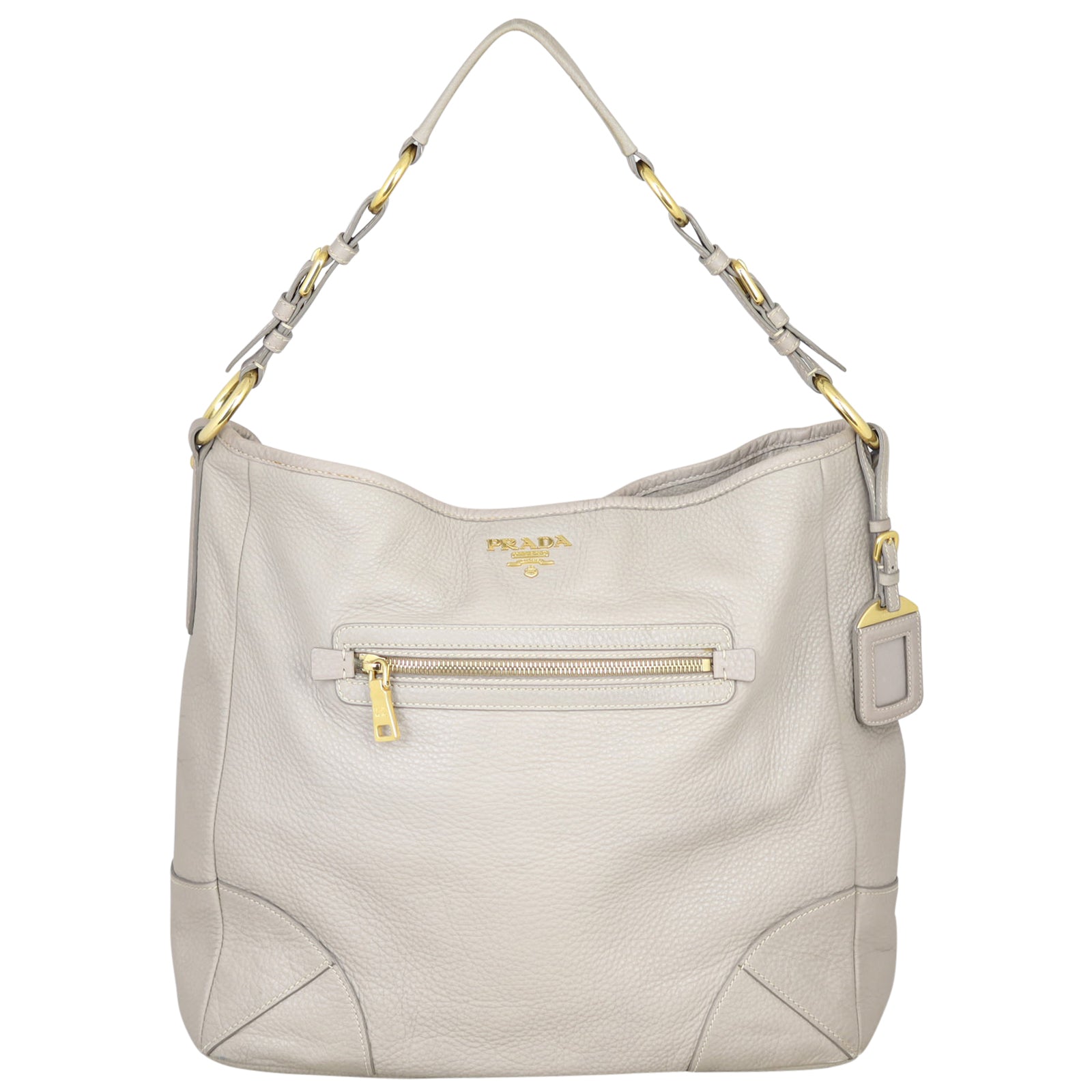 Prada Vitello Daino Front Zip Hobo Front