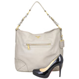 Prada Vitello Daino Front Zip Hobo Shoe