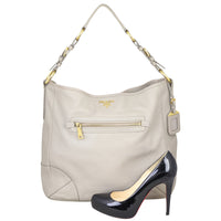 Prada Vitello Daino Front Zip Hobo Shoe