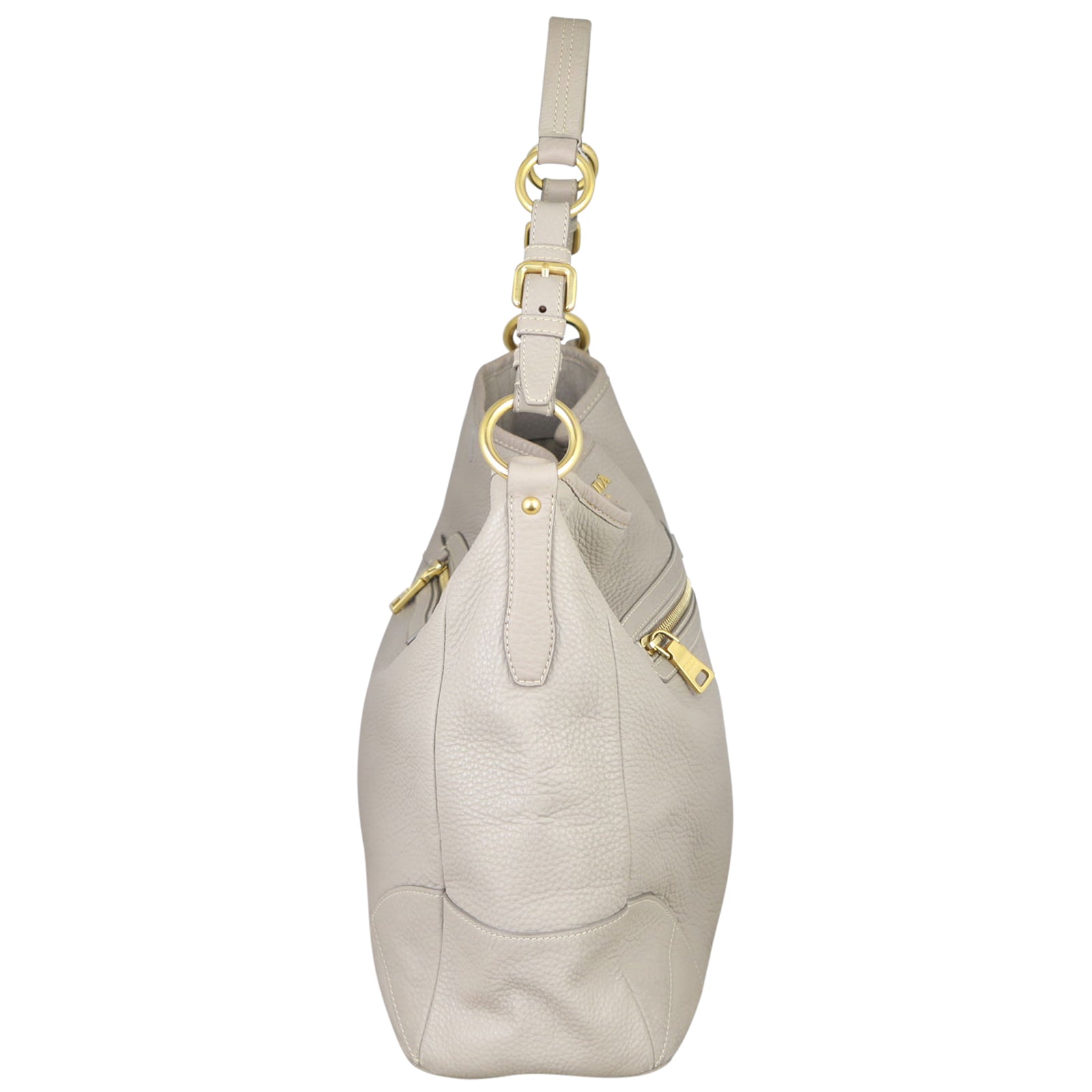 Prada Vitello Daino Front Zip Hobo Side