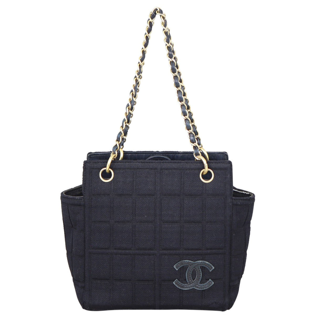 Chanel CC Canvas Chocolate Bar Chain Shoulder Bag Front
