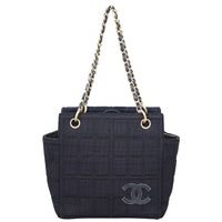Chanel CC Canvas Chocolate Bar Chain Shoulder Bag Front
