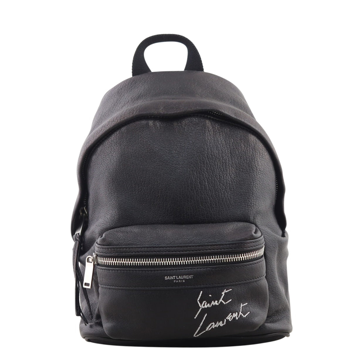 Saint Laurent Toy Embroidered Logo Leather Backpack Front
