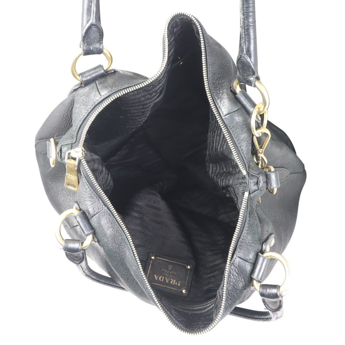 Prada Leather Satchel Front Whole interior


