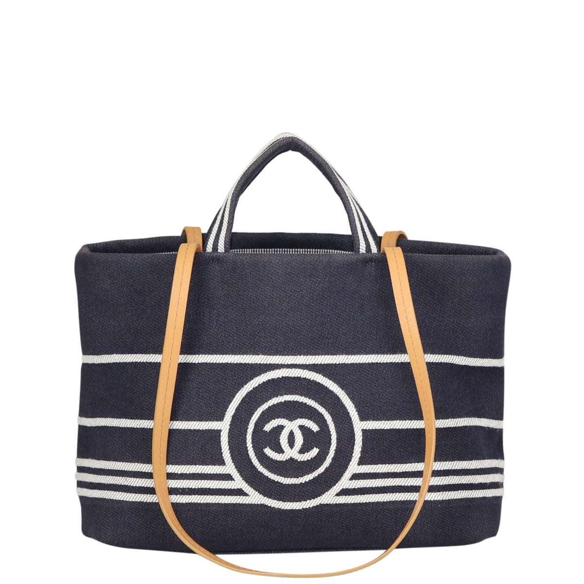 Chanel Denim Large Shopper Tote Front
