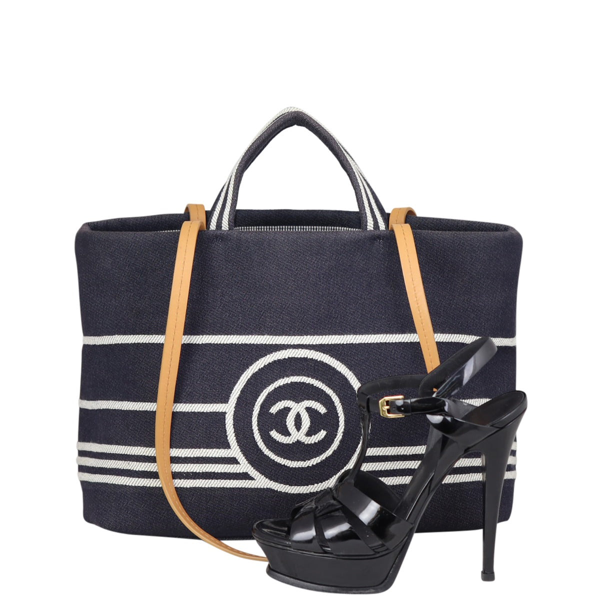 Chanel Denim Large Shopper Tote Shoe
