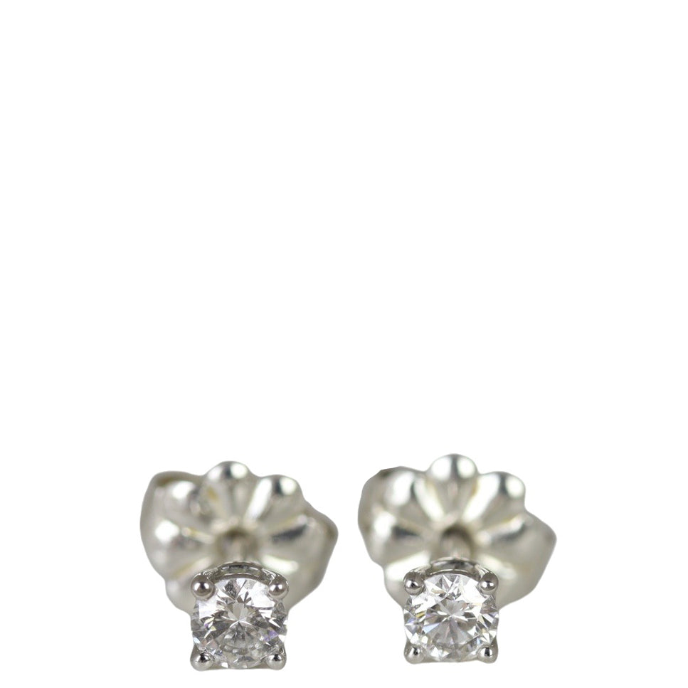 Tiffany & Co Solitaire Platinum Diamond Earrings