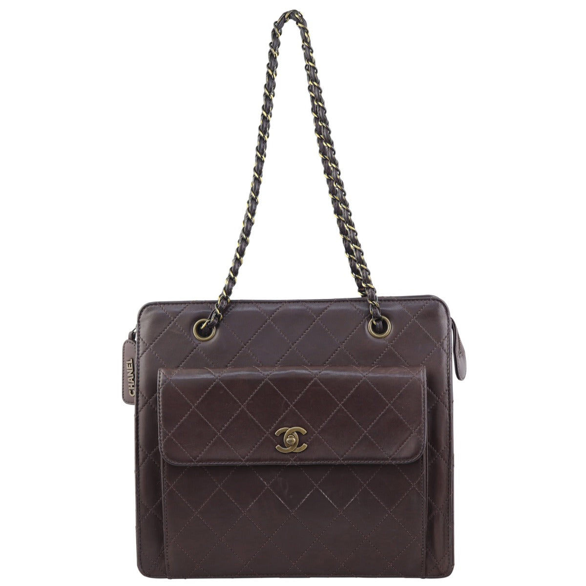 Chanel CC Vintage Front Pocket Shoulder Bag Front
