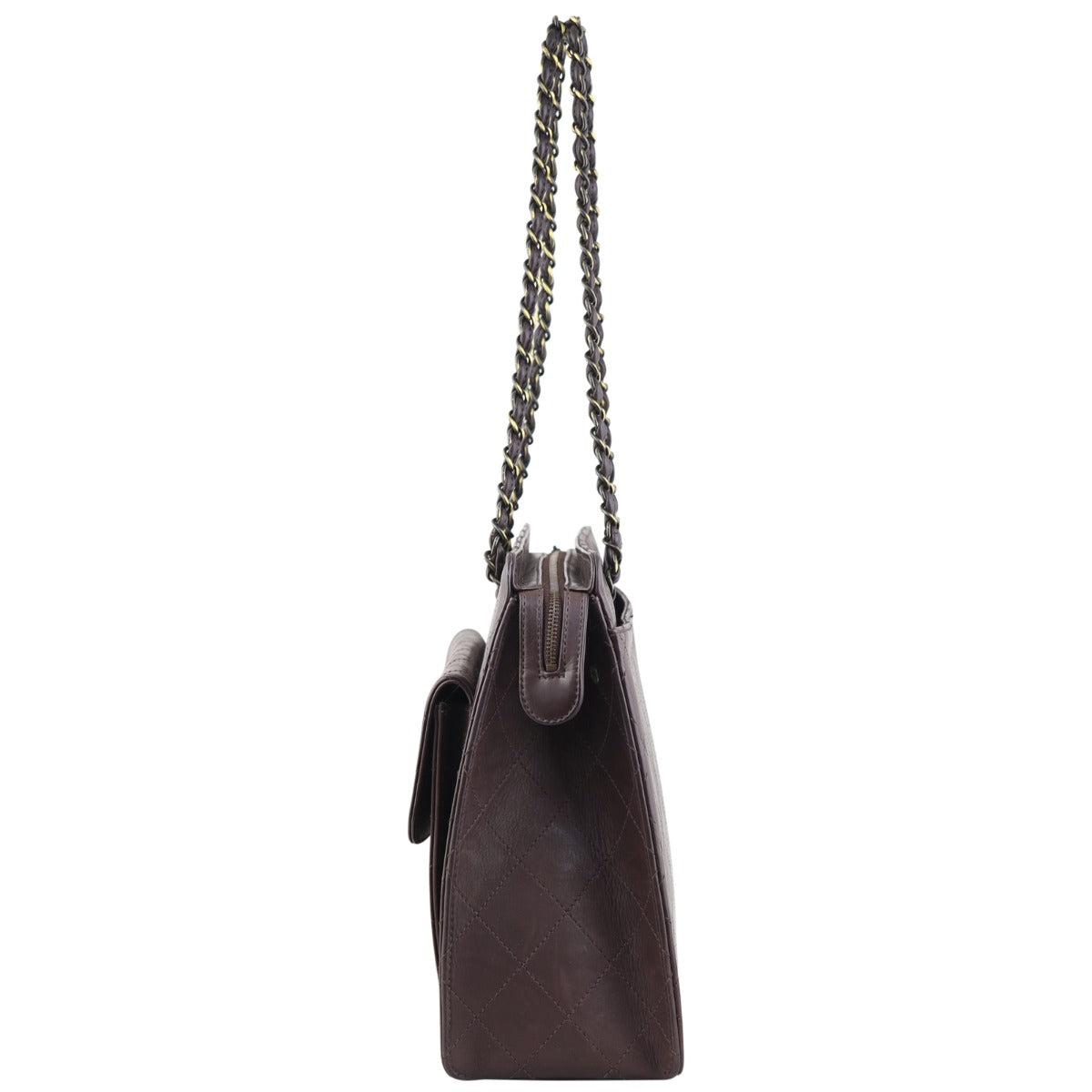 Chanel CC Vintage Front Pocket Shoulder Bag Side
