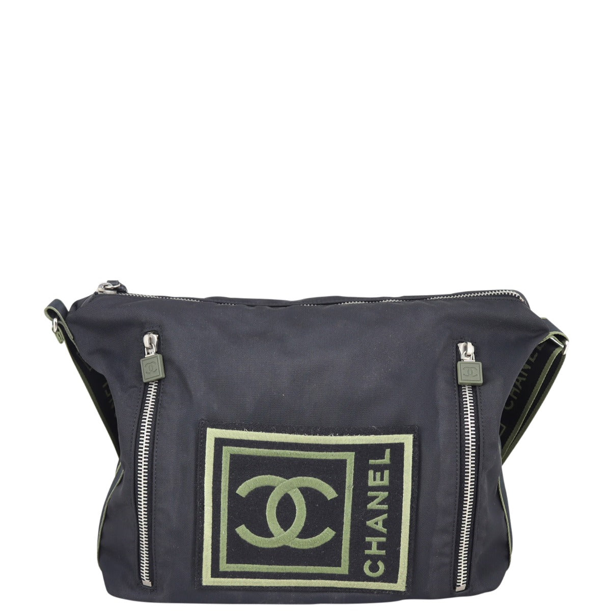 Chanel Nylon CC Logo Sportline Shoulder Bag Front
