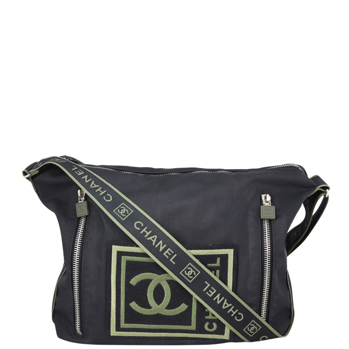 Chanel Nylon CC Logo Sportline Shoulder Bag Front
