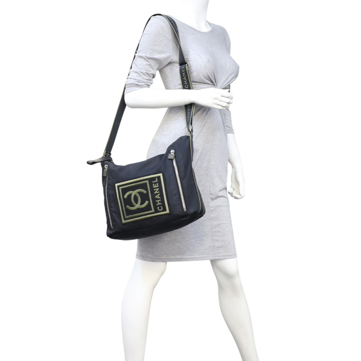 Chanel Nylon CC Logo Sportline Shoulder Bag Mannequin

