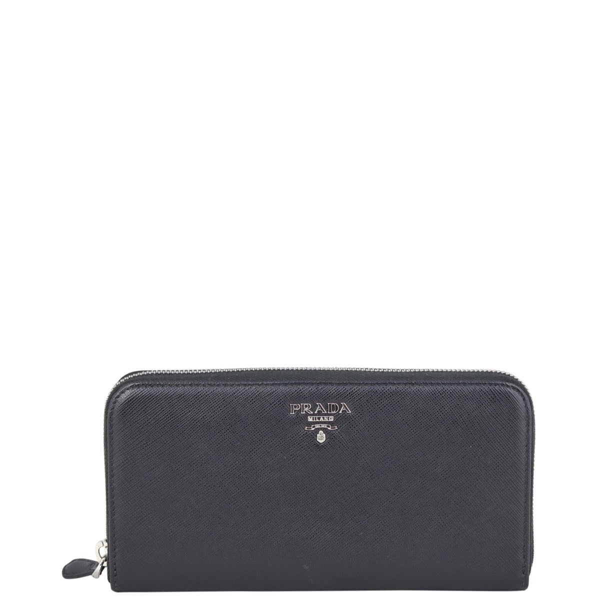Prada Saffiano Zip Around Wallet Front

