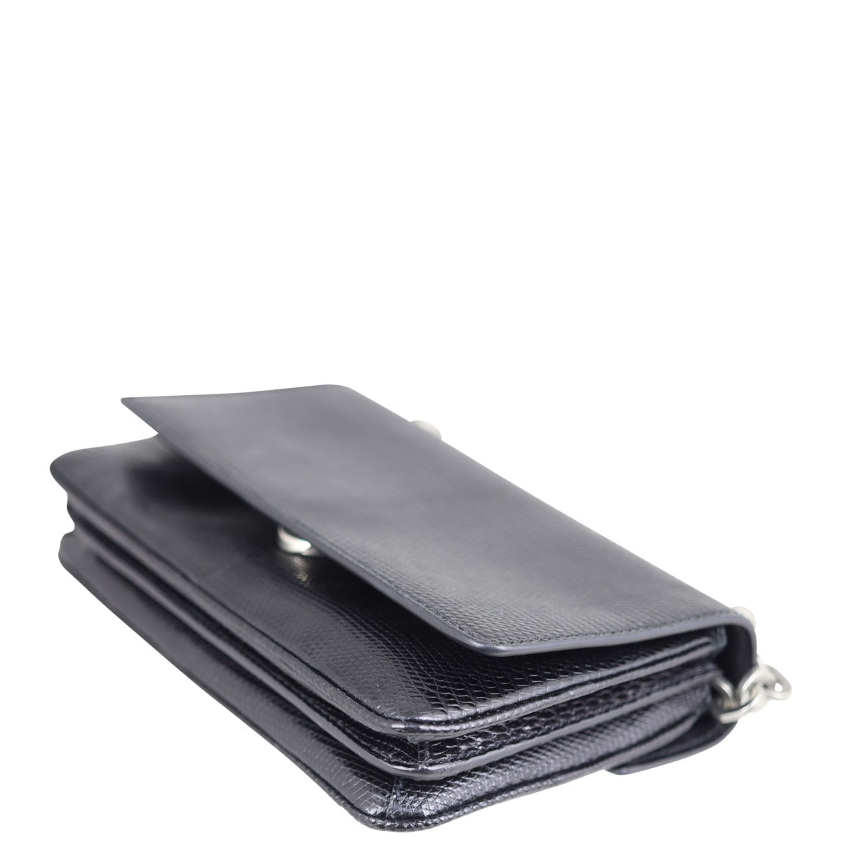 Prada Lucertola Lizard Chain Flap Bag Corner
