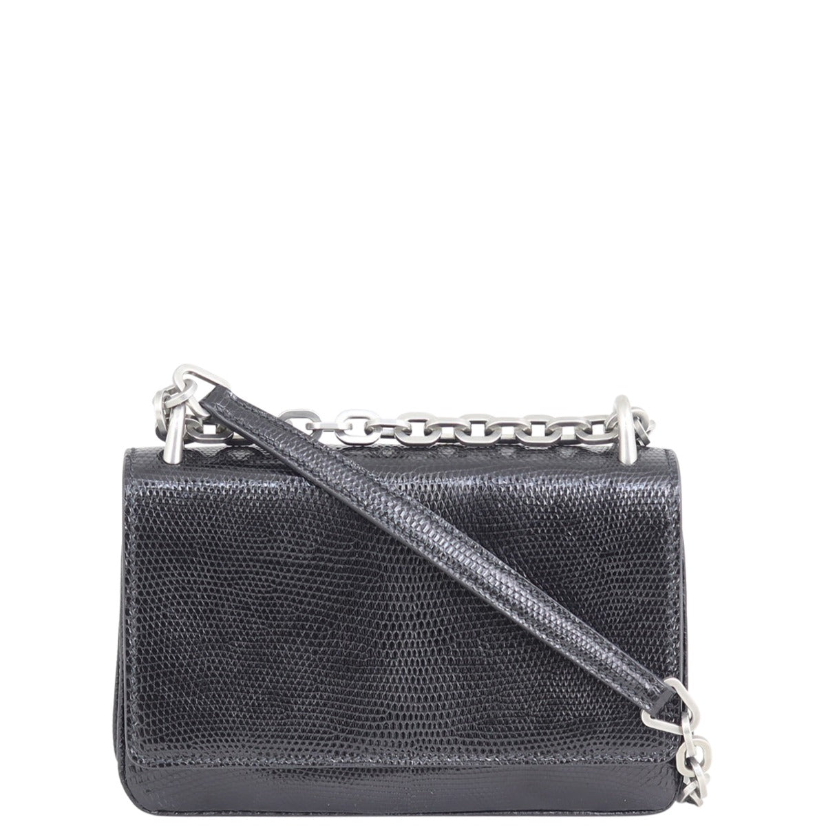 Prada Lucertola Lizard Chain Flap Bag Front
