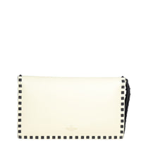Valentino Rockstud Wristlet Flap Clutch - cream Front
