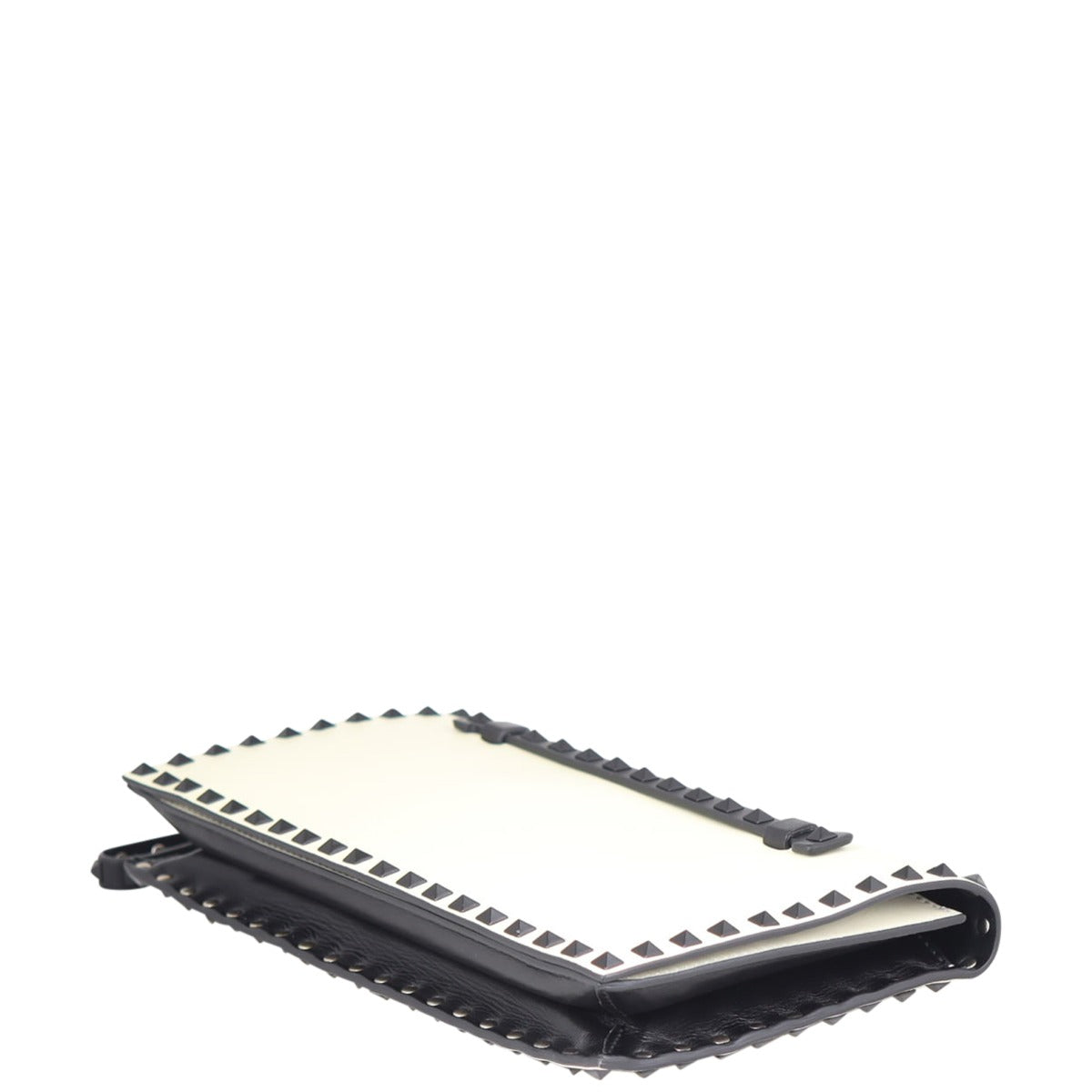 Valentino Rockstud Wristlet Flap Clutch - cream Corner

