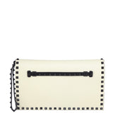 Valentino Rockstud Wristlet Flap Clutch - cream Front
