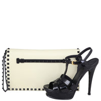 Valentino Rockstud Wristlet Flap Clutch - cream Shoe
