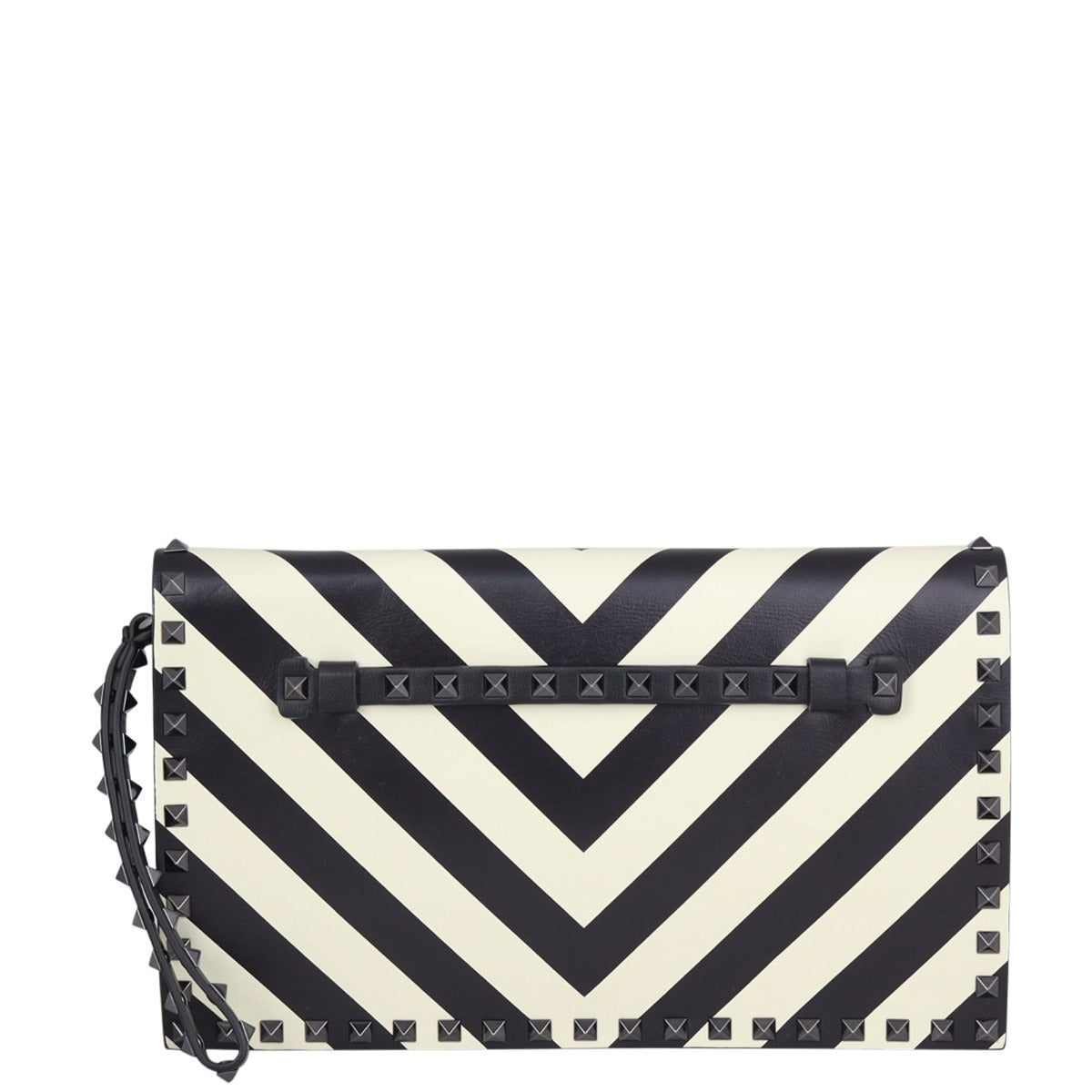 Valentino Rockstud Wristlet Flap Clutch – chevron stripes Back
