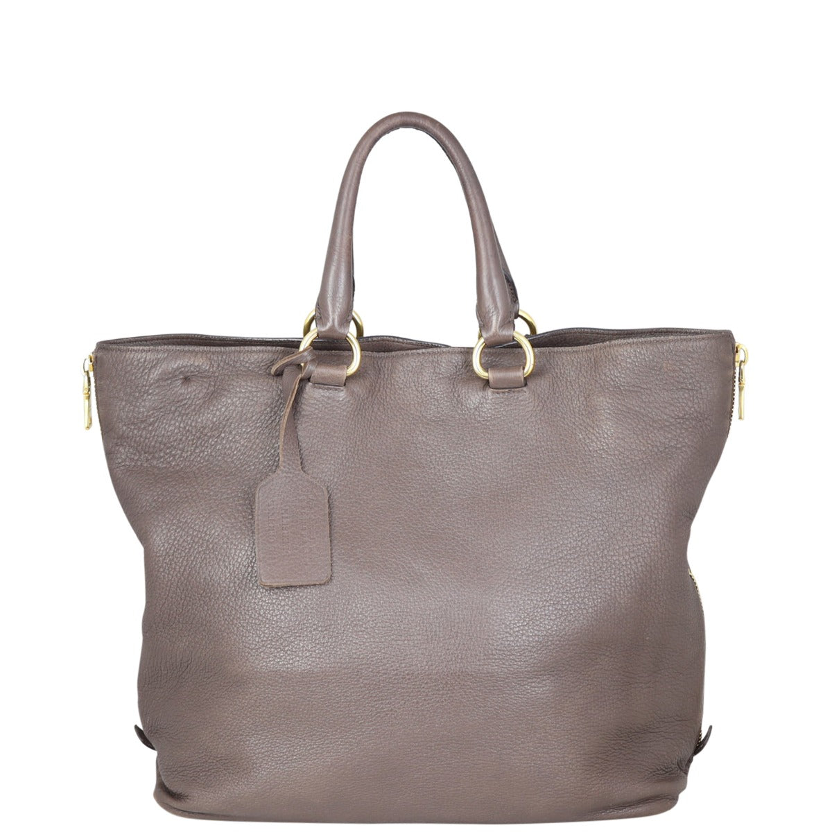 Prada Vitello Cervo Expandable Shopper Tote Back


