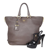 Prada Vitello Cervo Expandable Shopper Tote Shoe

