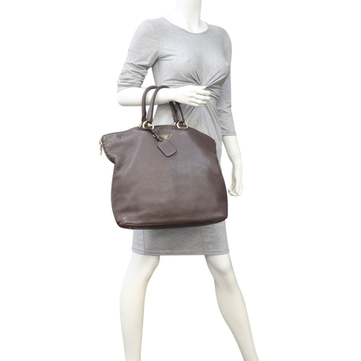 Prada Vitello Cervo Expandable Shopper Tote Mannequin
