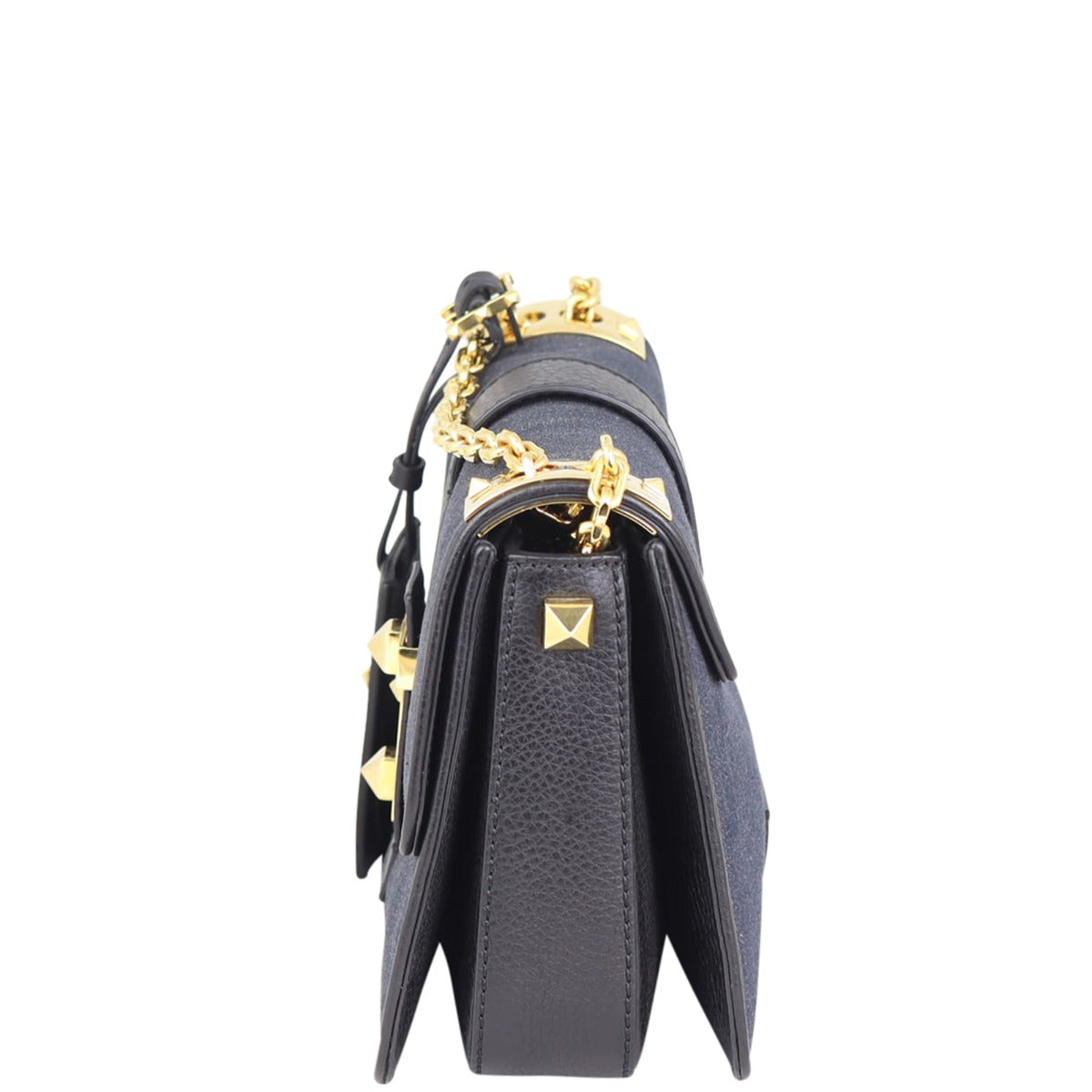 Valentino B-Rockstud Denim Shoulder Bag Side

