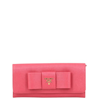 Prada Saffiano Bow Continental Wallet Front
