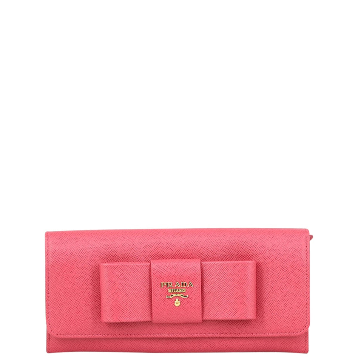 Prada Saffiano Bow Continental Wallet Front
