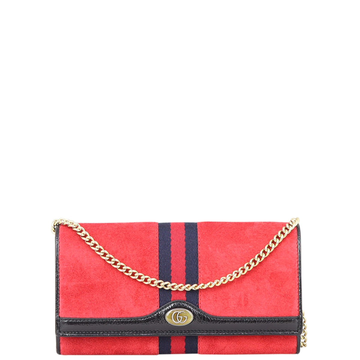 Gucci Ophidia Suede Wallet on Chain Front
