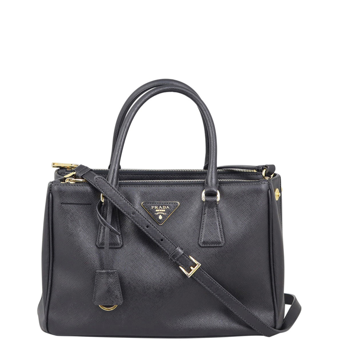 Prada Saffiano Lux Galleria Double Zip Tote Small Front
