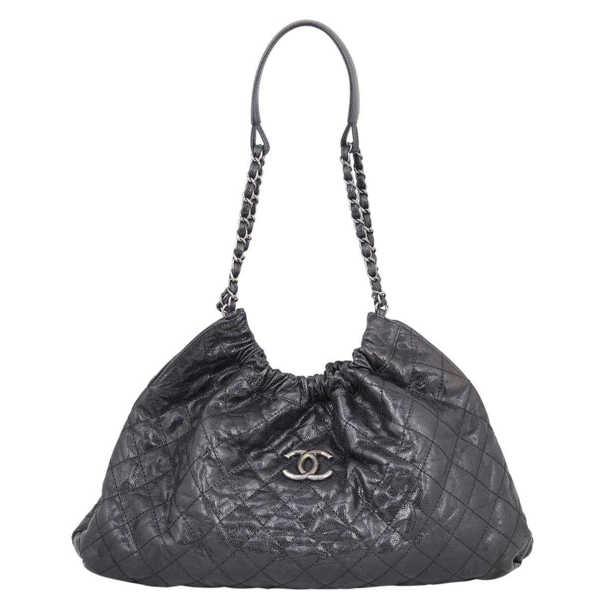 Chanel CC Elastic Shopping Hobo Front
