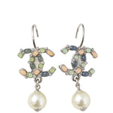 Chanel CC Pearl Drop Earrings | Silver