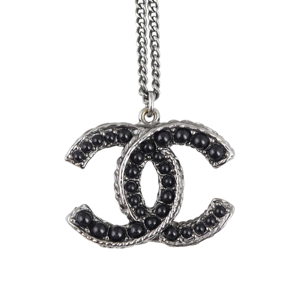 Chanel Bead Embellished CC Pendant Necklace Hardware

