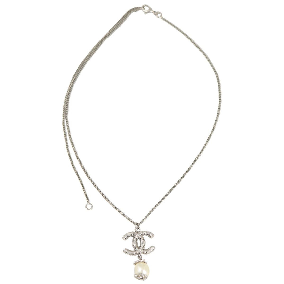 Chanel CC Pearl Drop Necklace Front
