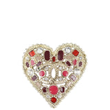 Chanel CC Crystal Heart Brooch Front
