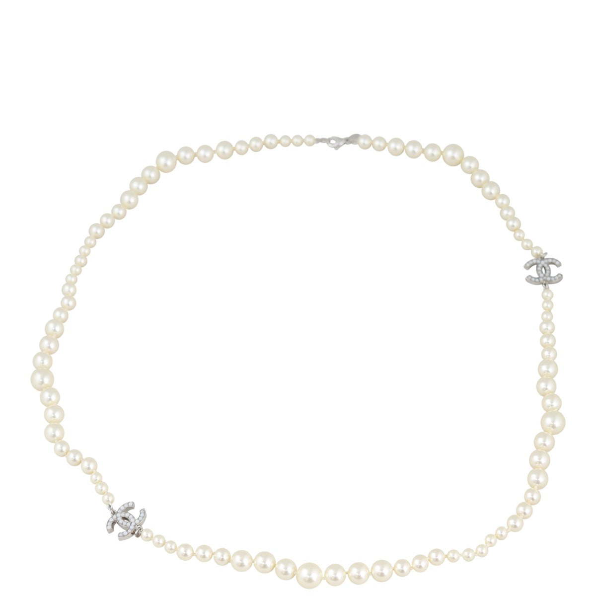 Chanel Glass Pearl CC Necklace Front
