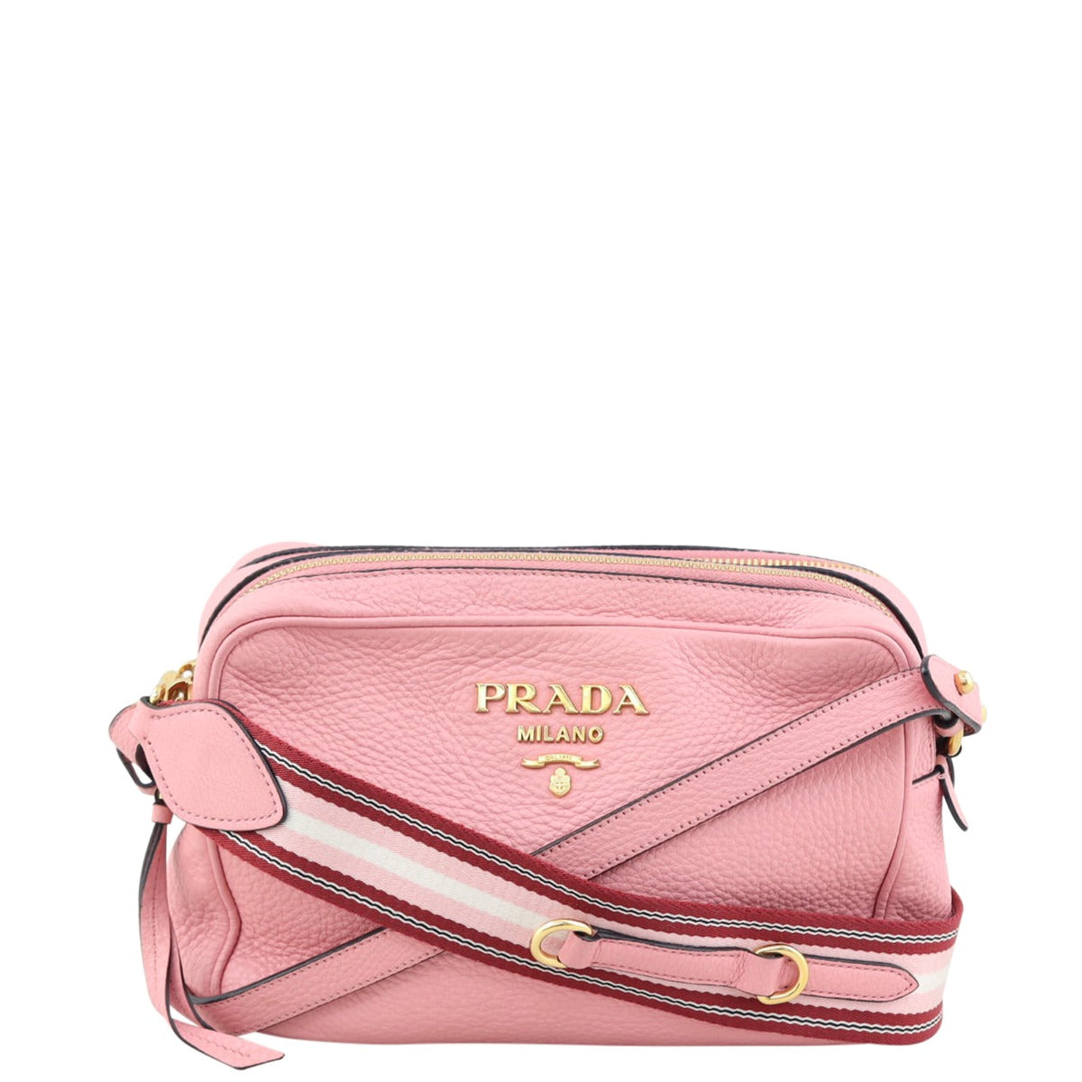 Prada Vitello Daino Double Zip Camera Bag Front