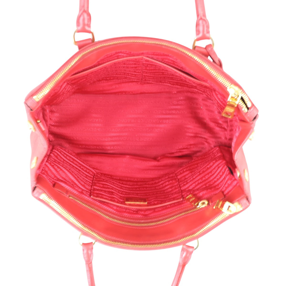 Prada Saffiano Lux Galleria Double Zip Tote Medium Whole interior

