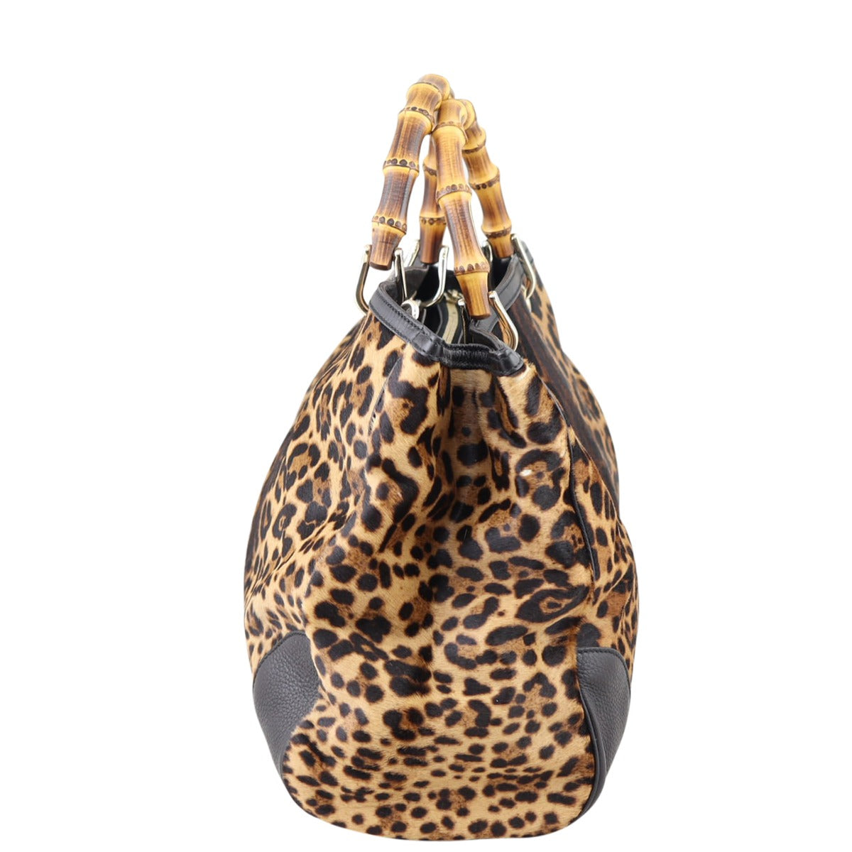 Gucci Bamboo Calf Hair Leopard Shopper Tote Large Side
